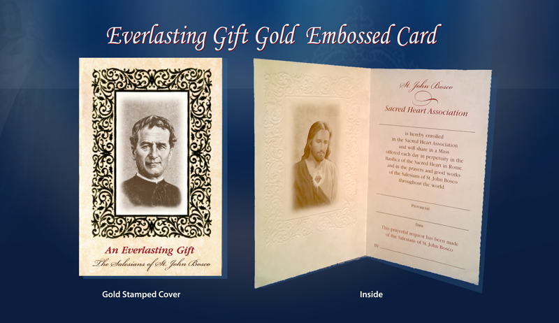 Gold embossed enrollment card