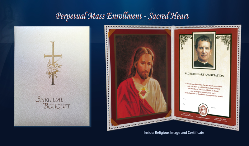 Deluxe Catholic Mass Card Sacred Heart with Cross In Loving Memory Sympathy 2180